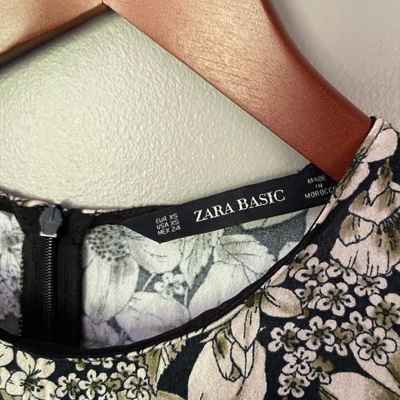 Zara Basic Floral Mini Dress High Neck XS - Picture 4 of 4